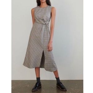 Anthropologie Maeve Reese Plaid Twist Front Sleeveless Midi Dress 0